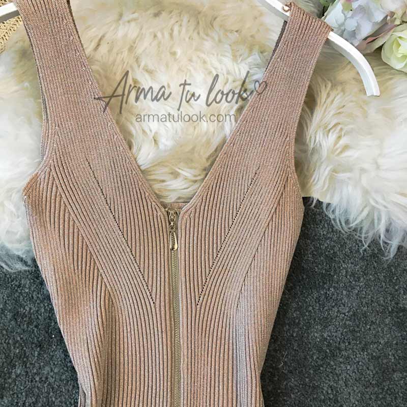 VESTIDO MIDI MUJER ARMA TU LOOK GLAM CON HILOS METALICOS - 2