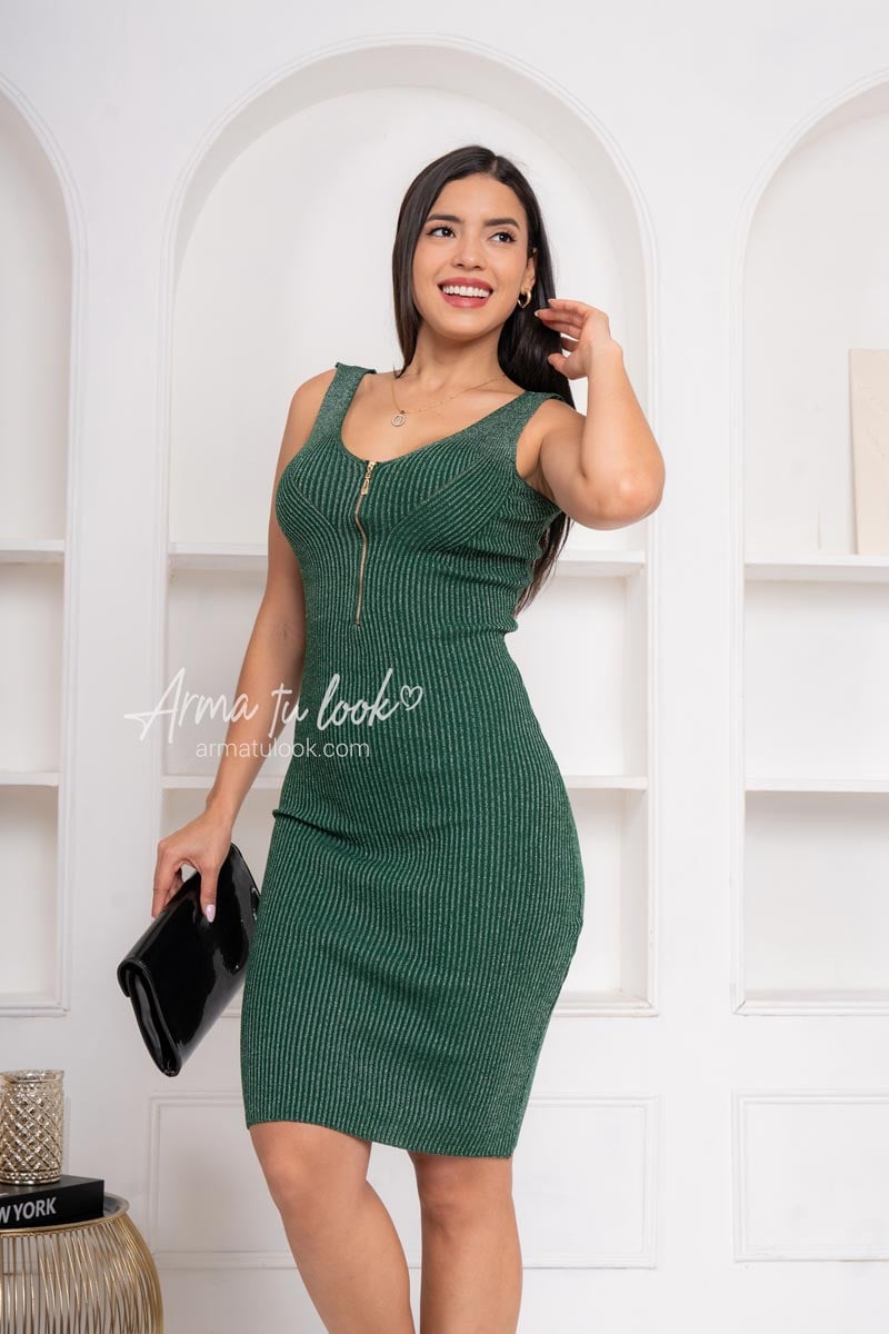 VESTIDO MIDI MUJER ARMA TU LOOK GLAM CON HILOS METALICOS - 2