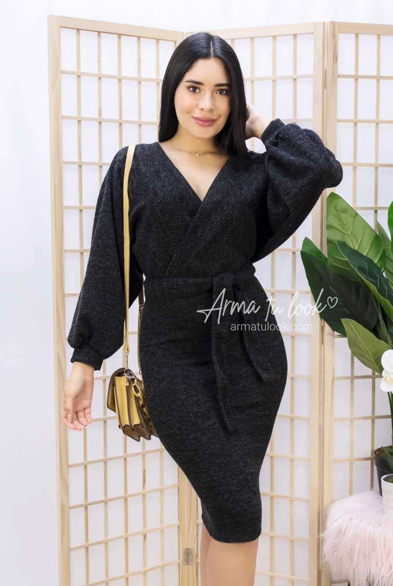 VESTIDO CORTO MUJER ARMA TU LOOK NICOLLE MANGA MURCIELAGO CINTURON - 1