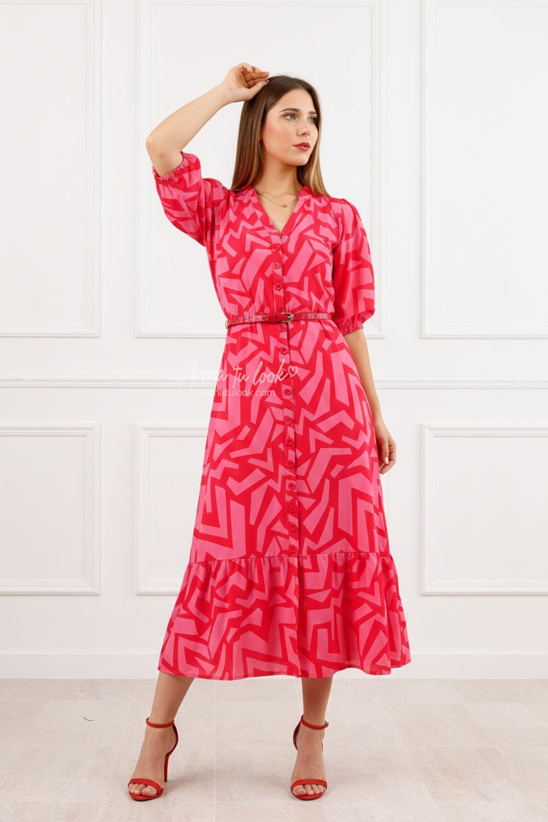 VESTIDO LARGO SEDA MUJER ARMA TU LOOK ALMUDENA CAMISERO MANGA TRES CUARTOS - 1