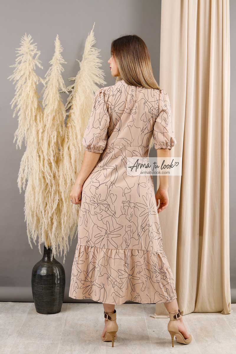 VESTIDO LARGO SEDA MUJER ARMA TU LOOK ALMUDENA CAMISERO MANGA TRES CUARTOS - 2