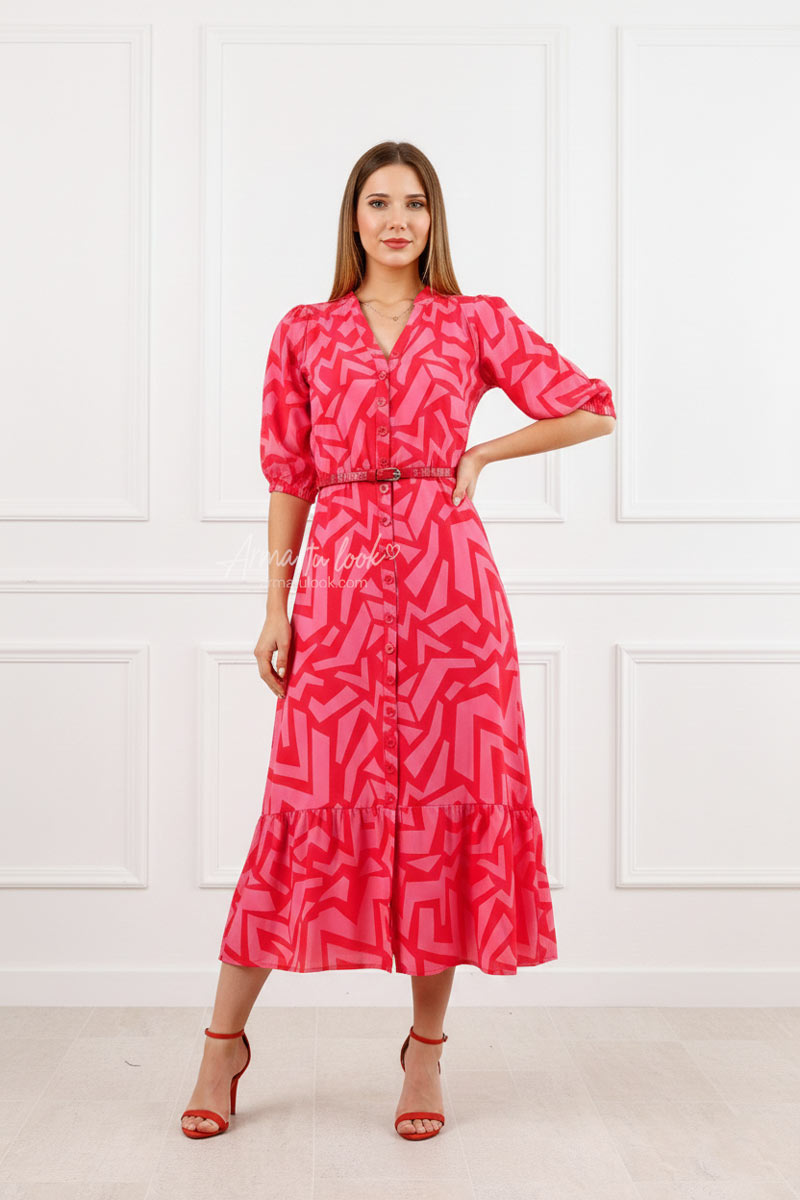 VESTIDO LARGO SEDA MUJER ARMA TU LOOK ALMUDENA CAMISERO MANGA TRES CUARTOS - 2