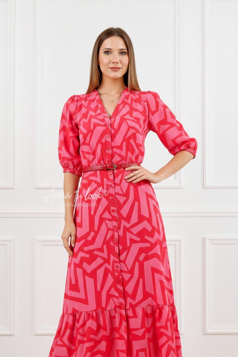 VESTIDO LARGO SEDA MUJER ARMA TU LOOK ALMUDENA CAMISERO MANGA TRES CUARTOS - 3