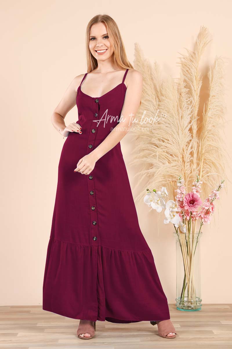 VESTIDO MIDI LINO MUJER ARMA TU LOOK CIELO DE BOTONES - 1