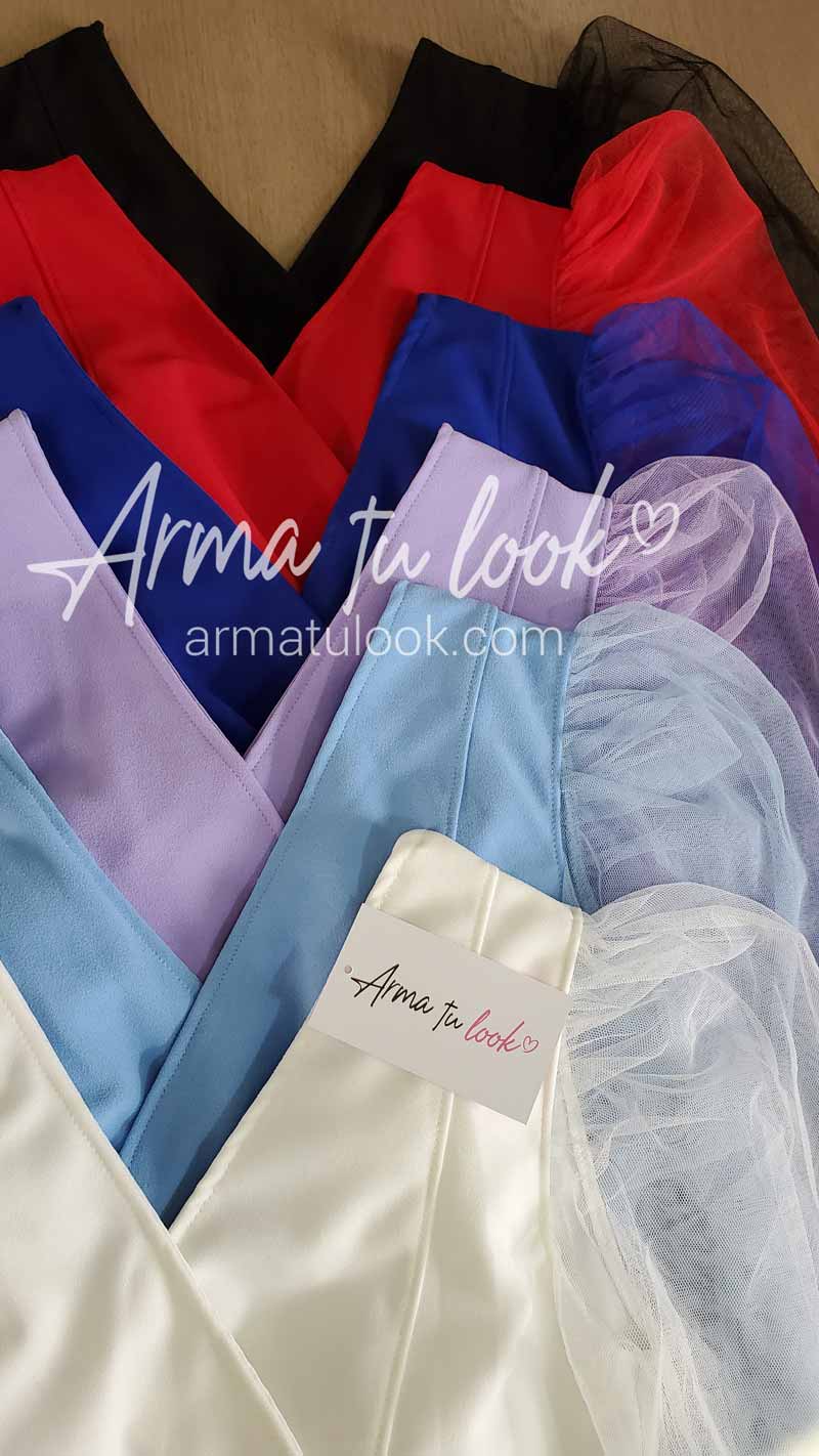 ENTERIZO SKINNY MUJER ARMA TU LOOK JULIETA MANGAS TUL ABULLONADA - 2