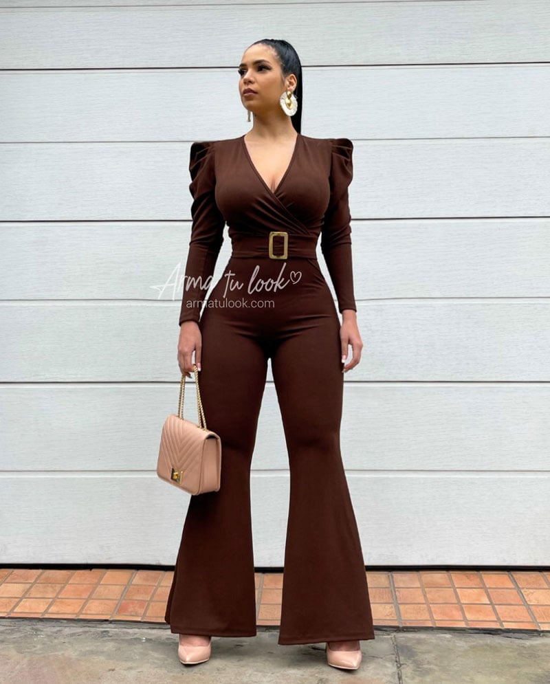 ENTERIZO PALAZZO MUJER ARMA TU LOOK SILVIA MANGA LARGA CINTURÓN PANTALÓN - 1