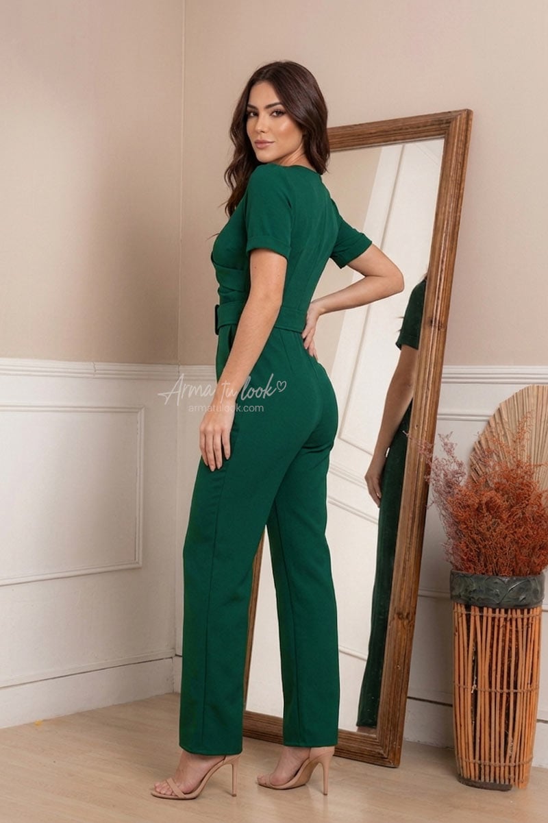 ENTERIZO SEDA MUJER ARMA TU LOOK VIVIANA CON SOLAPA Y BOLSILLOS - 2
