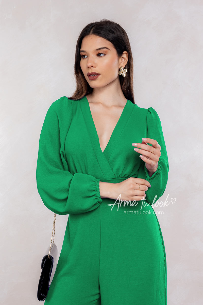 ENTERIZO VALERIA ESCOTE V MANGA LARGA PANTALON PALAZZO - 2