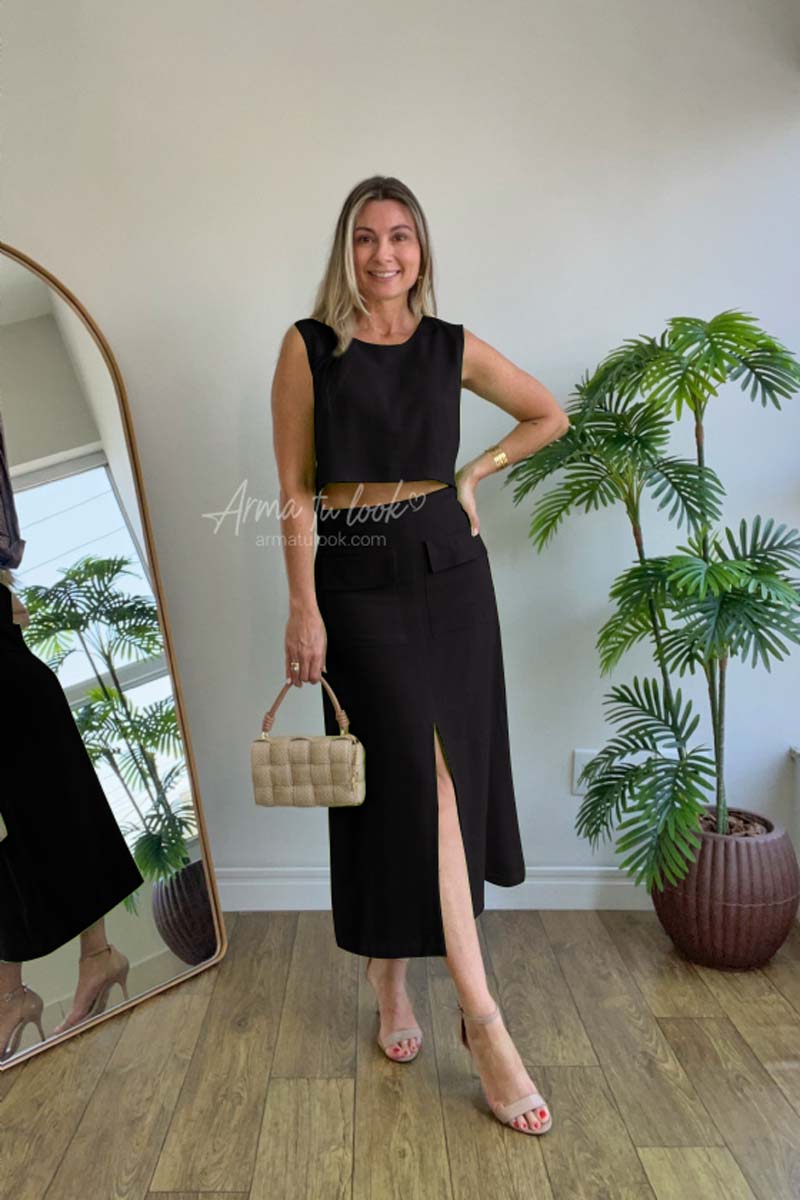 SET LILIANA FALDA Y BLUSA DE LINO - 1
