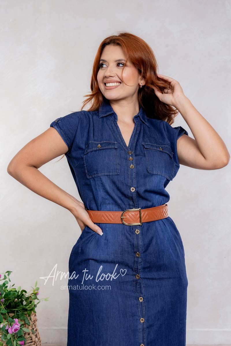 VESTIDO BROOKLYN JEAN CAMISERO LARGO MANGA CORTA - 3