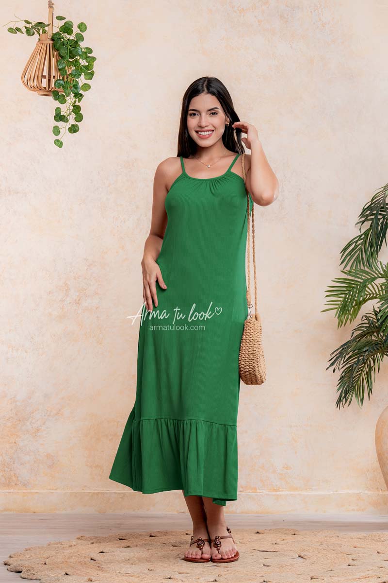 VESTIDO SUMMER LARGO DE ALGODON BABY RIB - 1