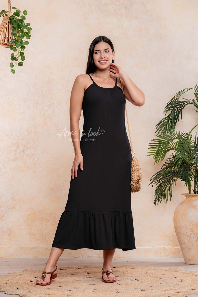 VESTIDO SUMMER LARGO DE ALGODON BABY RIB - 1