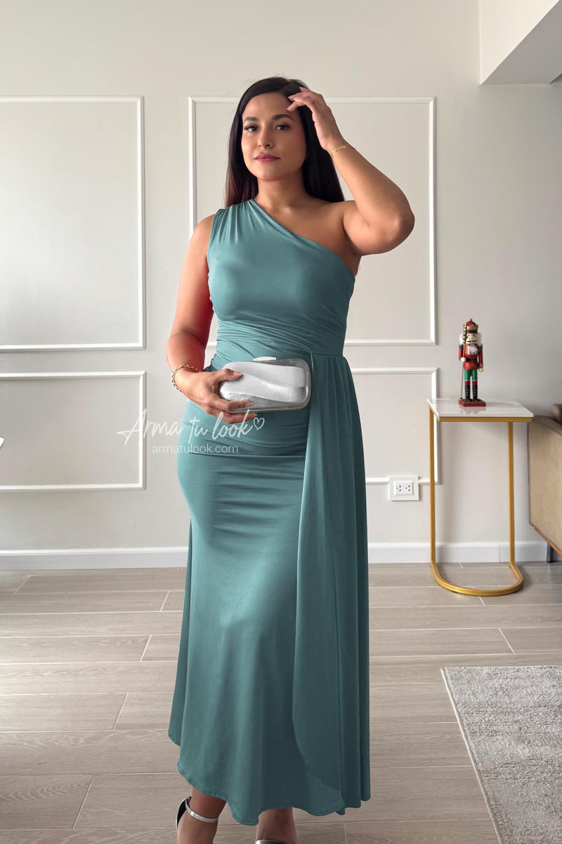 VESTIDO VENUS DRAPEADO CORTE SIRENA - 1