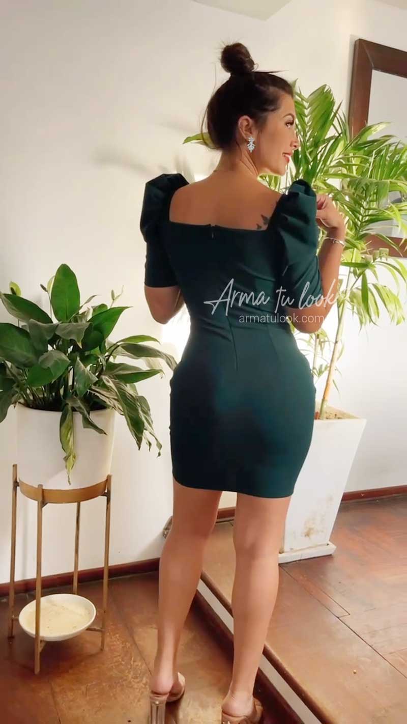 VESTIDO LINDA ESCOTE CORAZON CON DRAPEADO - 2