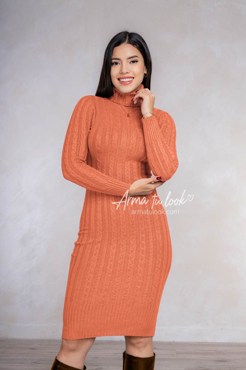 VESTIDO NATALIE CUELLO CAFARENA DE CASHMERE - 1