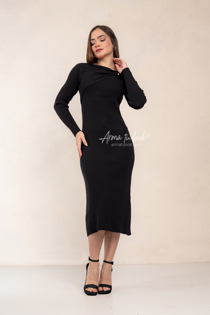 VESTIDO DALILA DE CASHMERE MANGA LARGA - 1
