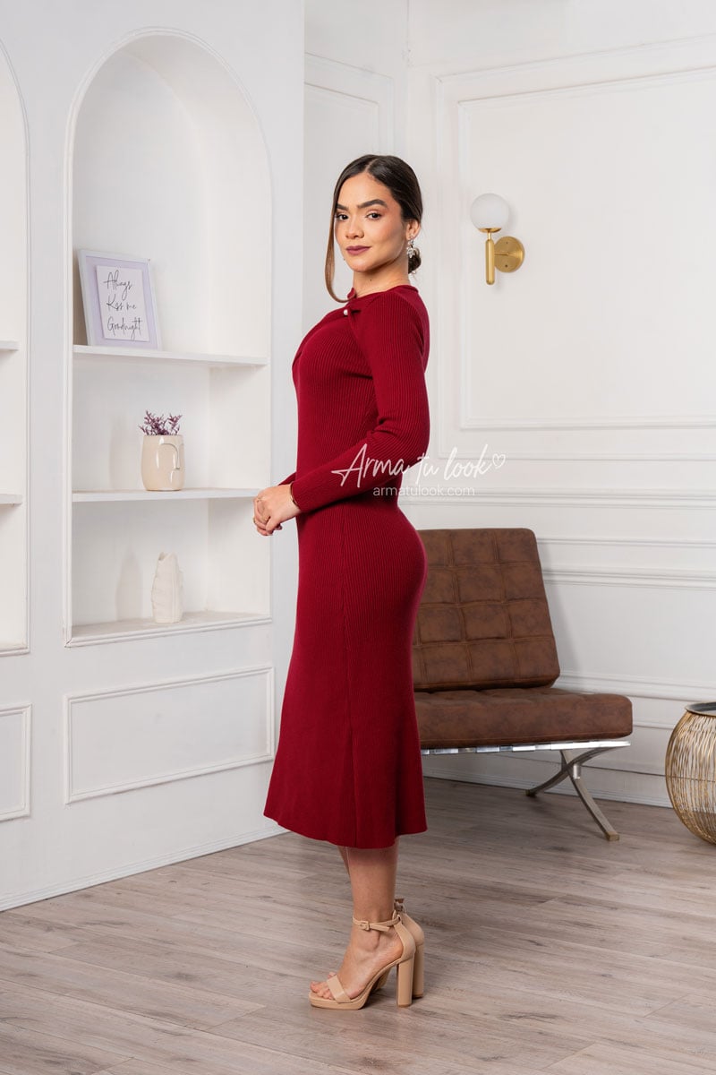 VESTIDO DALILA DE CASHMERE MANGA LARGA - 3