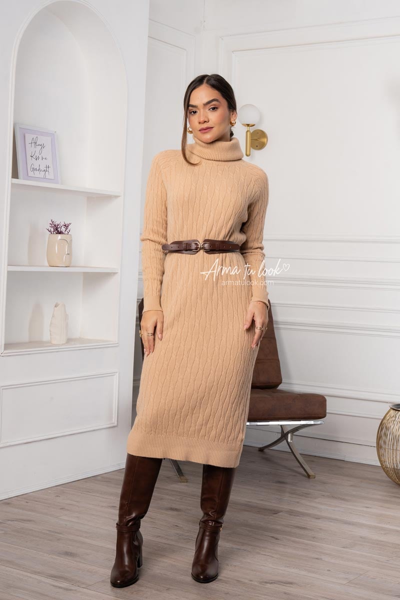 VESTIDO ALASKA CUELLO TORTUGA OVERSIZE DE CASHMERE - 1