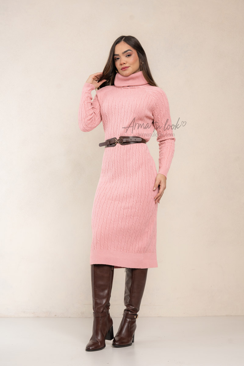 VESTIDO ALASKA CUELLO TORTUGA OVERSIZE DE CASHMERE - 1