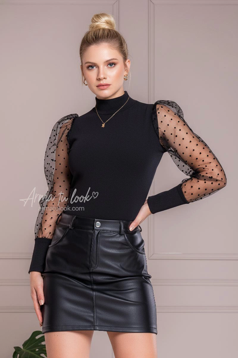 BLUSA LILIANA CAFARENA MANGAS DE TUL - 1