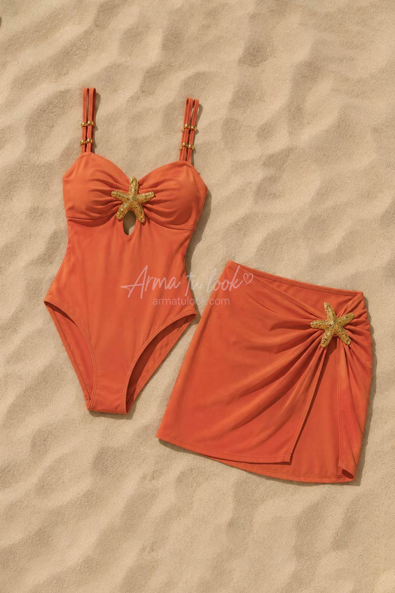 ROPA DE BAÑO CARIBE CON FALDA PAREO - 3