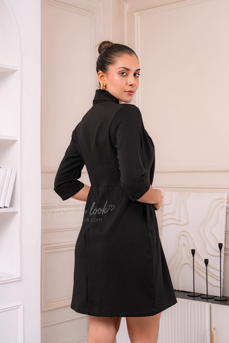VESTIDO BEVERLY ESTILO BLAZER MANGA TRES CUARTOS - 3