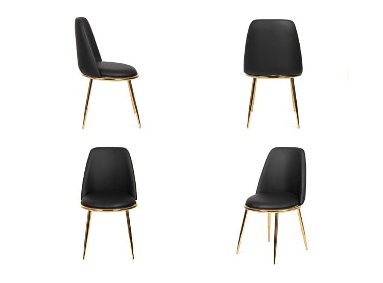 SILLA CON ASIENTO ACOLCHADO MODELO GOLDEN COLOR NEGRO PACK X4 - 1