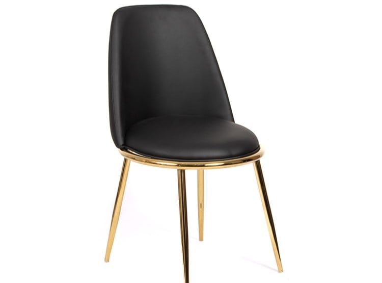 SILLA CON ASIENTO ACOLCHADO MODELO GOLDEN COLOR NEGRO PACK X4 - 5