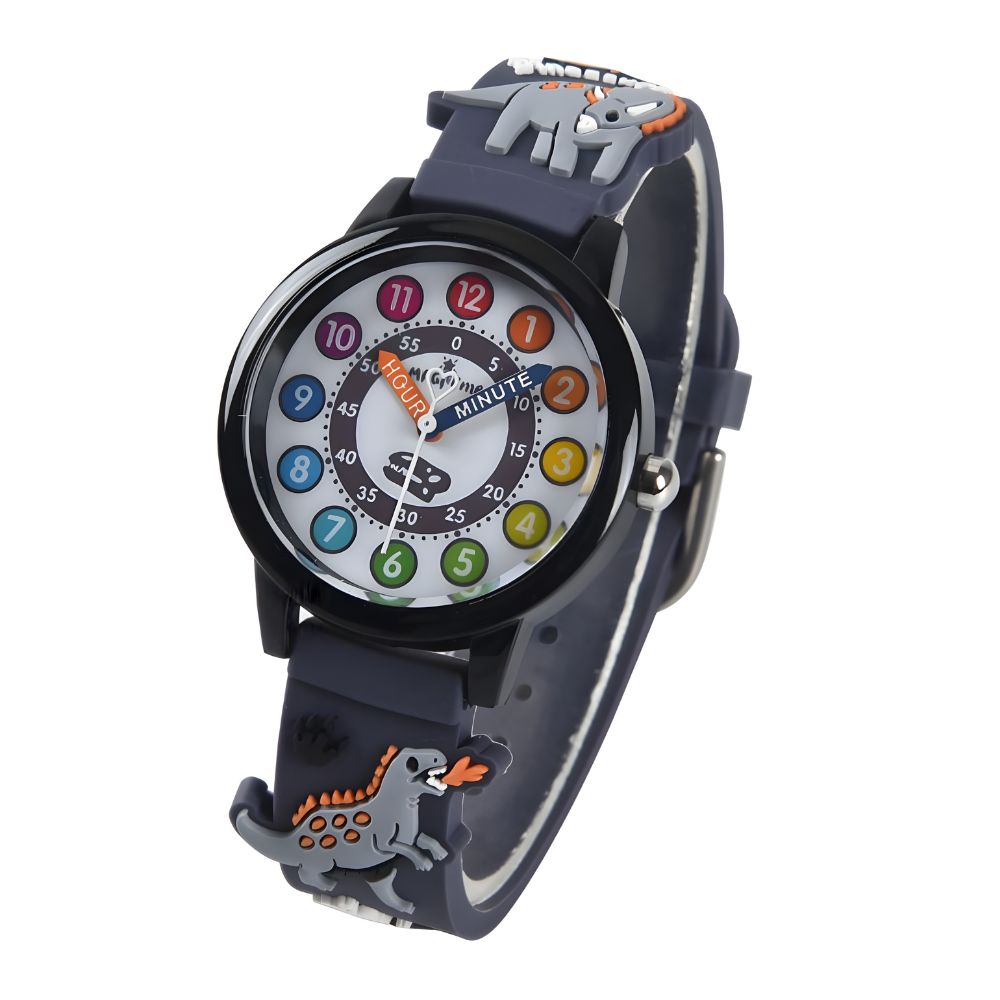 RELOJ DE SILICONA PARA NIÑOS MODELO MUNDO JURÁSICO NEGRO - 1