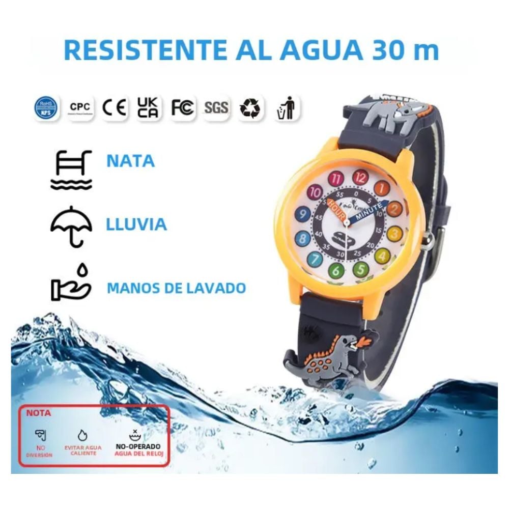 RELOJ DE SILICONA PARA NIÑOS MODELO MUNDO JURÁSICO AMARILLO - 2