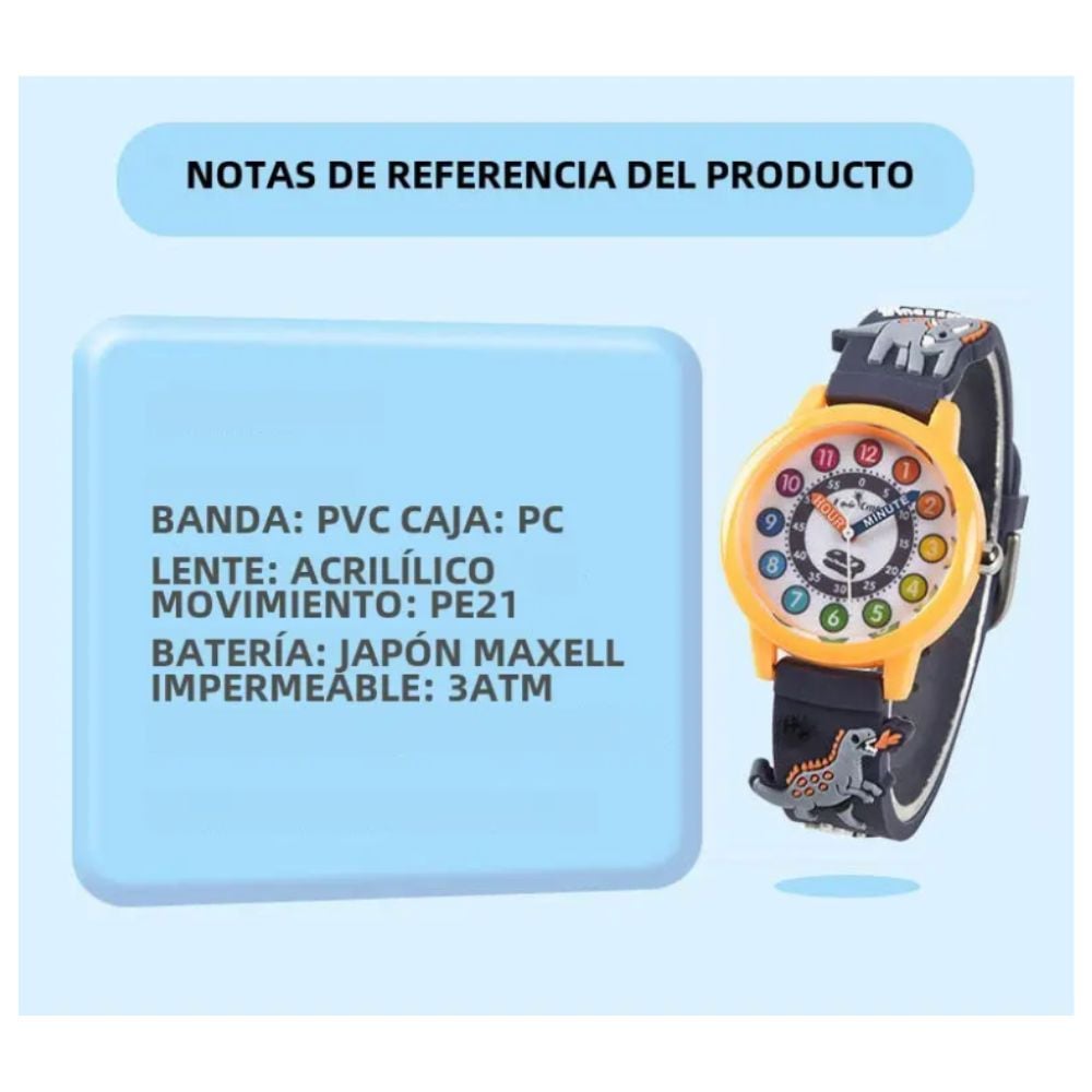 RELOJ DE SILICONA PARA NIÑOS MODELO MUNDO JURÁSICO AMARILLO - 3