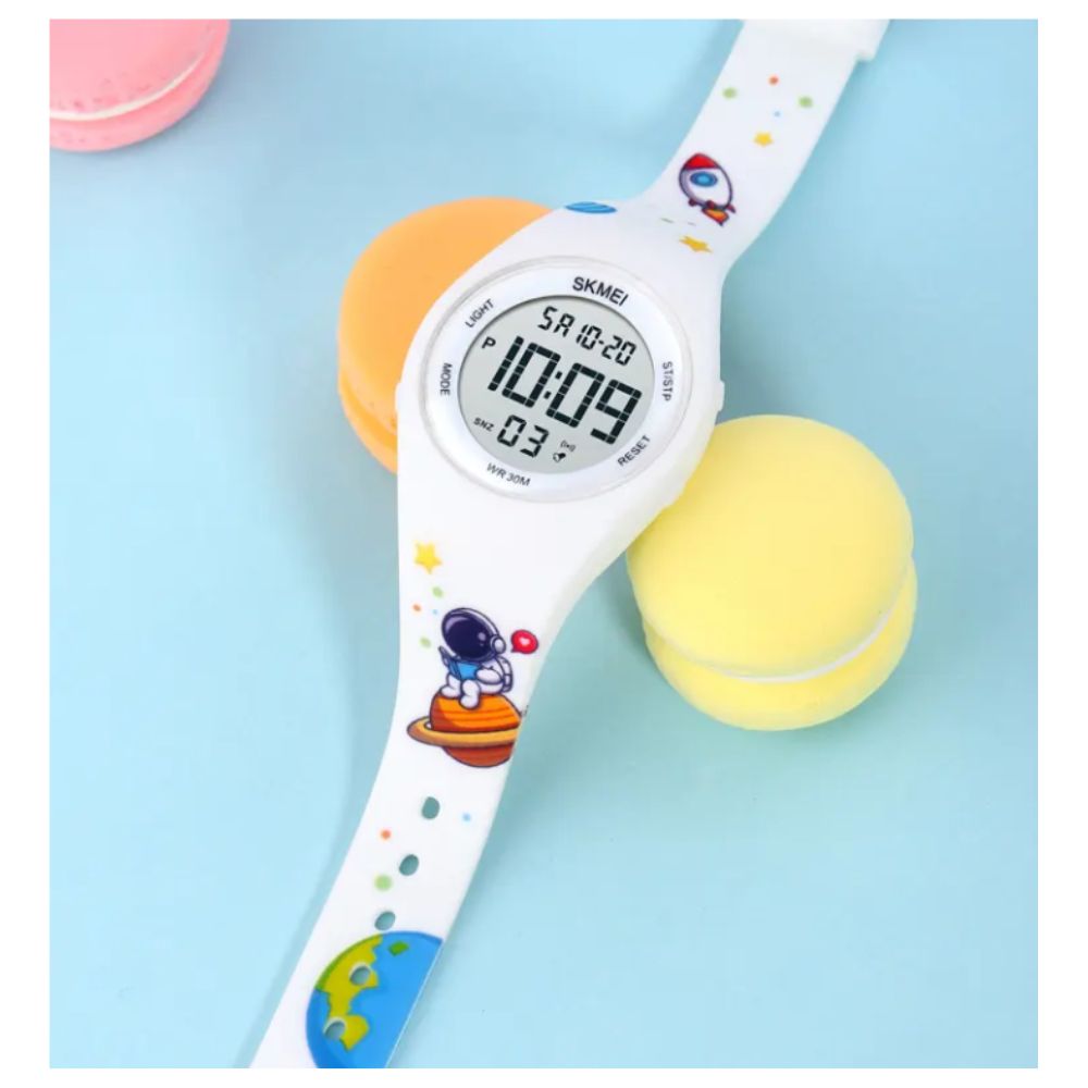 RELOJ DIGITAL DE SILICONA PARA NIÑOS MODELO ASTRONAUTA BLANCO - 4