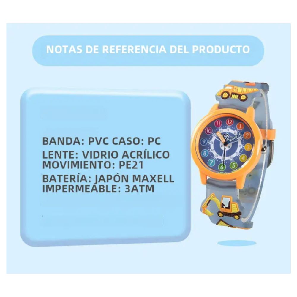 RELOJ DE SILICONA PARA NIÑOS MODELO EXCAVADORA - 5