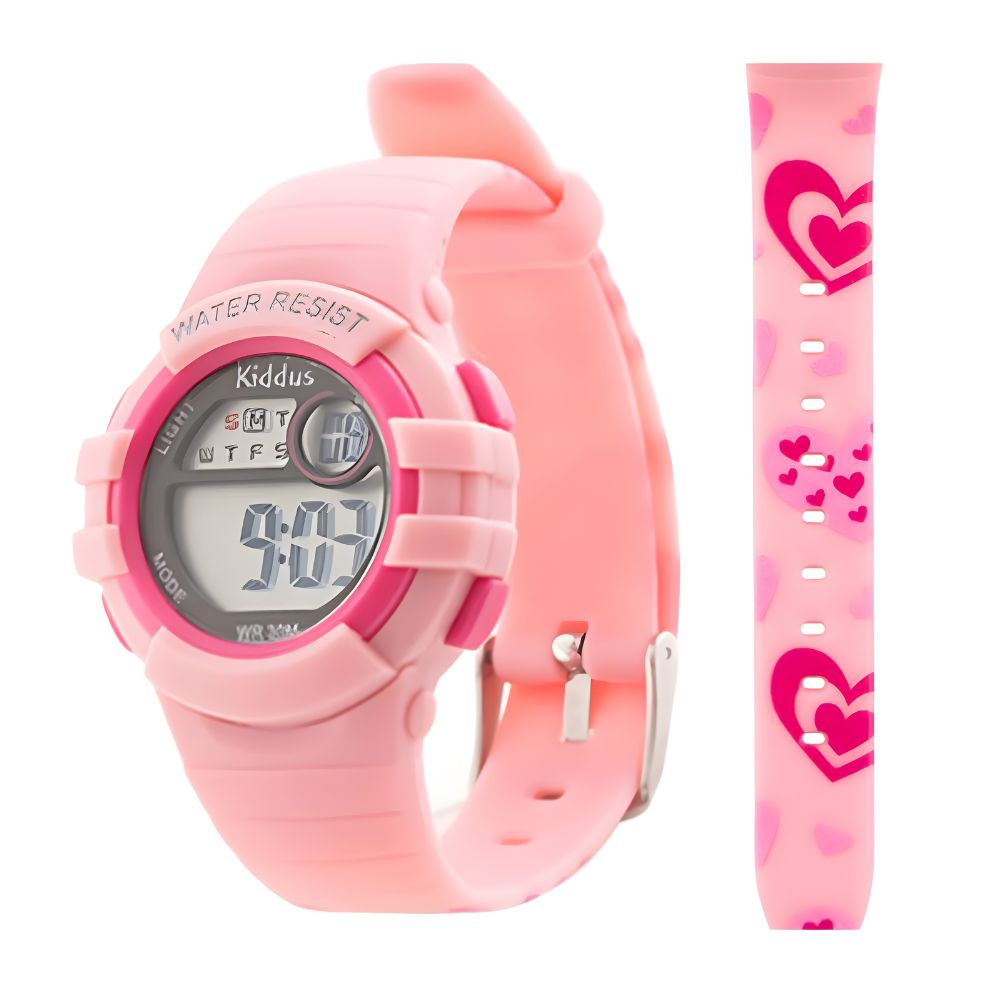 RELOJ DIGITAL DE SILICONA PARA NIÑAS MODELO CORAZONES - 1