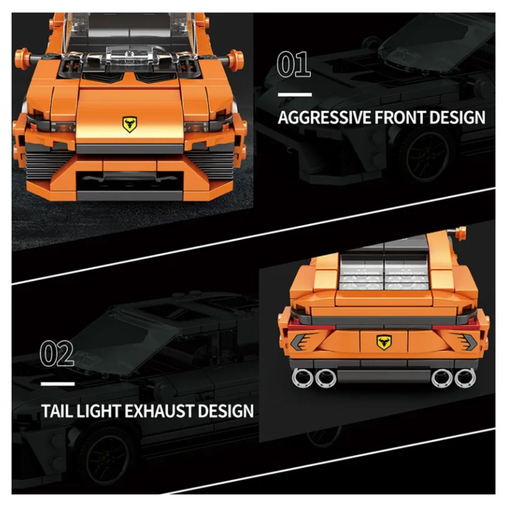 BLOQUES DE CONSTRUCCIÓN AUTO DE CARRERA MODELO URUS 408 PZS - 6