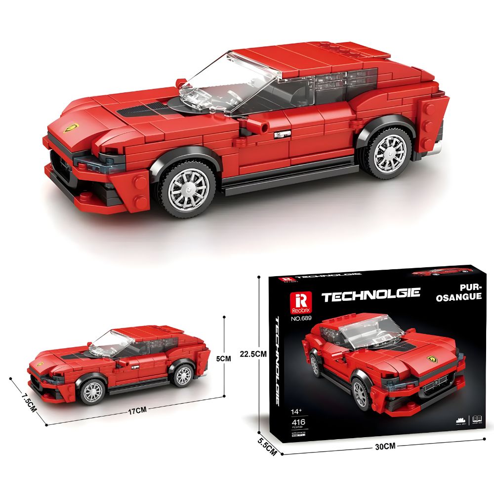 BLOQUES DE CONSTRUCCIÓN AUTO DE CARRERA MODELO PUROSANGUE 416 PZS - 6