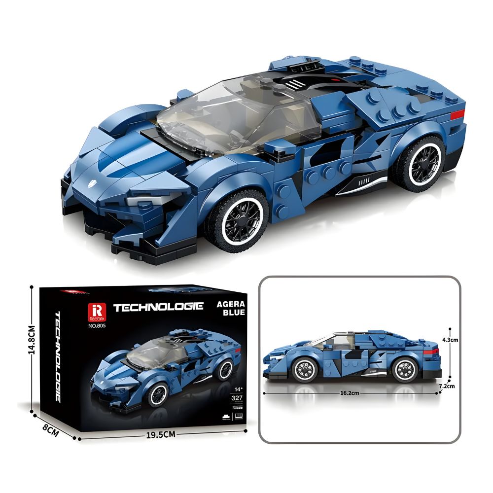 BLOQUES DE CONSTRUCCIÓN AUTO DE CARRERA MODELO AGERA BLUE 320 PZS - 2