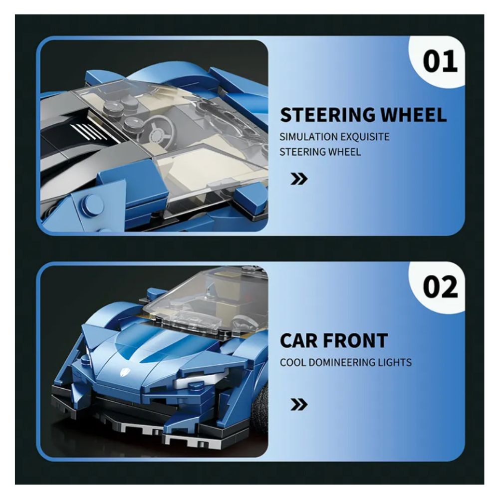 BLOQUES DE CONSTRUCCIÓN AUTO DE CARRERA MODELO AGERA BLUE 320 PZS - 6