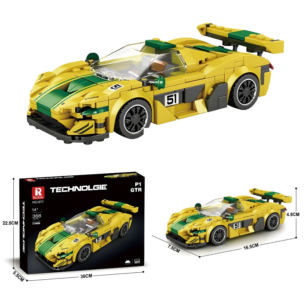 BLOQUES DE CONSTRUCCIÓN AUTO DE CARRERA MODELO P1 GTR 368 PZS - 6