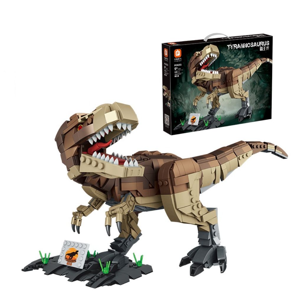 BLOQUES DE CONSTRUCCIÓN DINOSAURIO T REX MARRÓN 939 PZS - 1