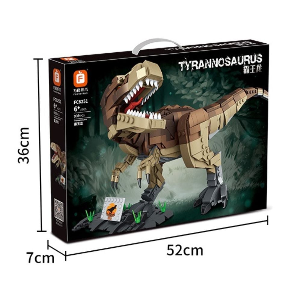 BLOQUES DE CONSTRUCCIÓN DINOSAURIO T REX MARRÓN 939 PZS - 3