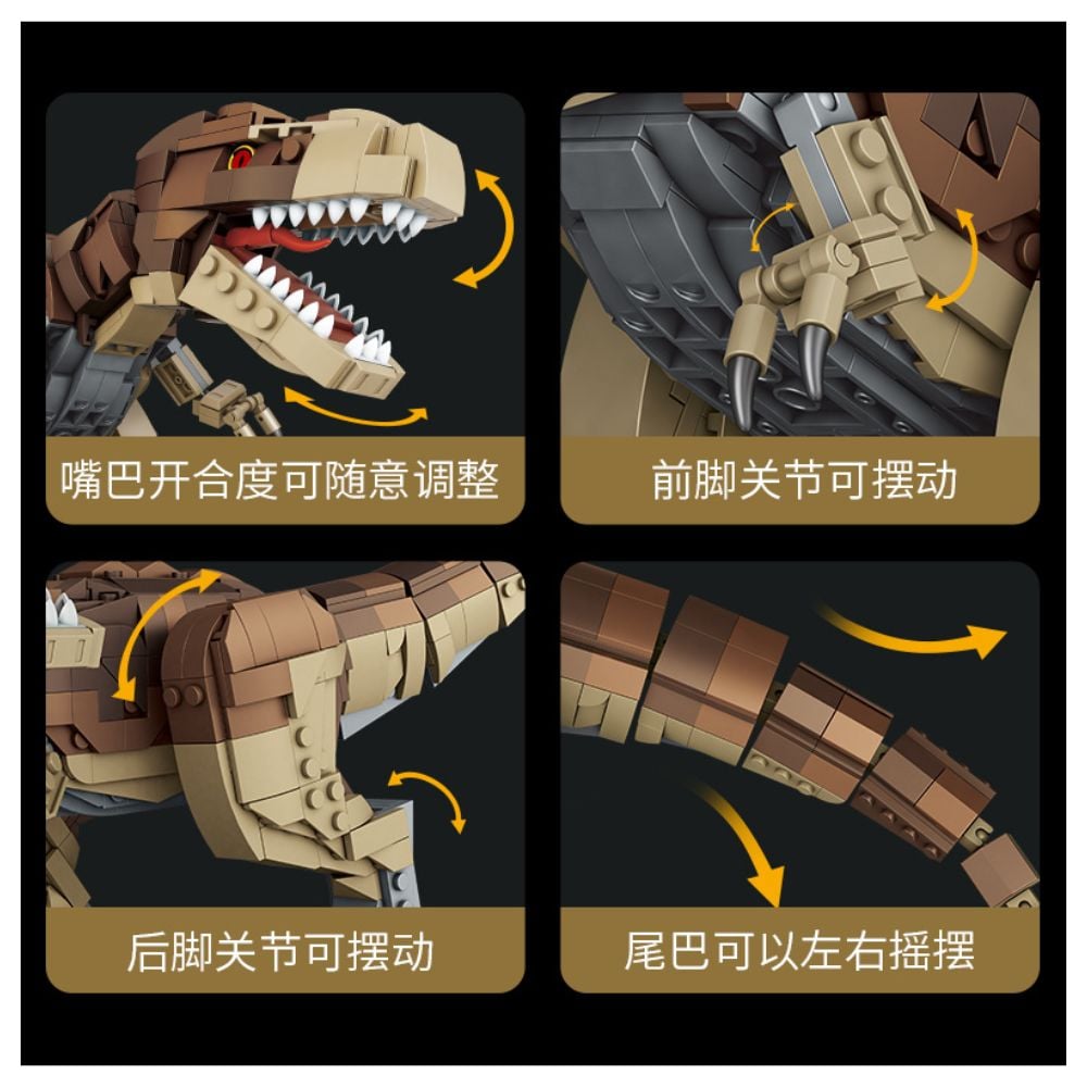 BLOQUES DE CONSTRUCCIÓN DINOSAURIO T REX MARRÓN 939 PZS - 4