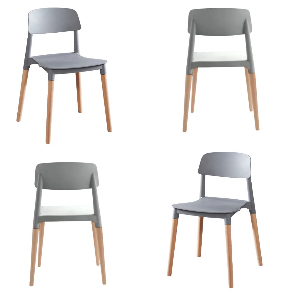 SILLA CON RESPALDO MODELO MILAN COLOR GRIS PACK X4 - 1