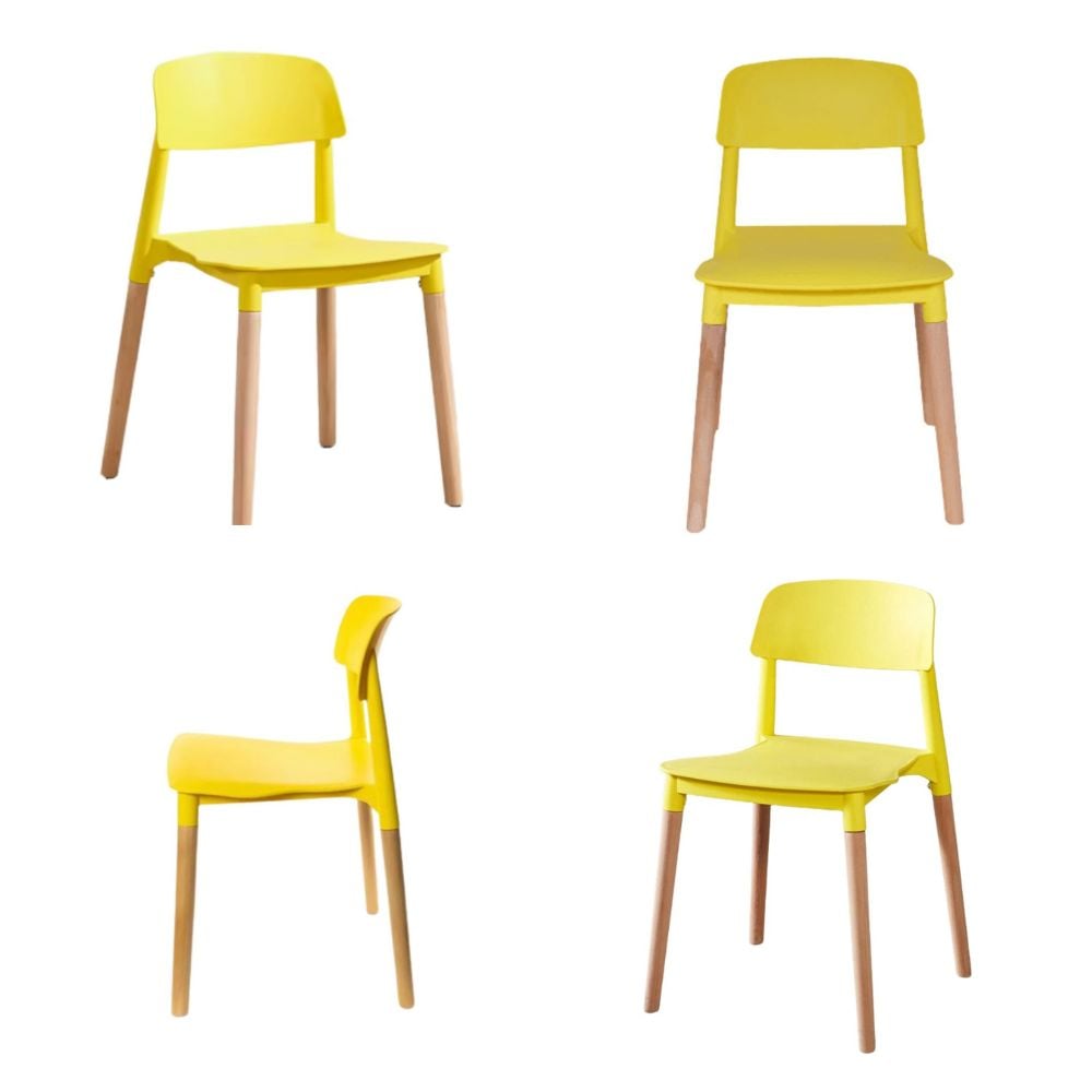 SILLA CON RESPALDO MODELO MILAN COLOR AMARILLO PACK X4 - 1