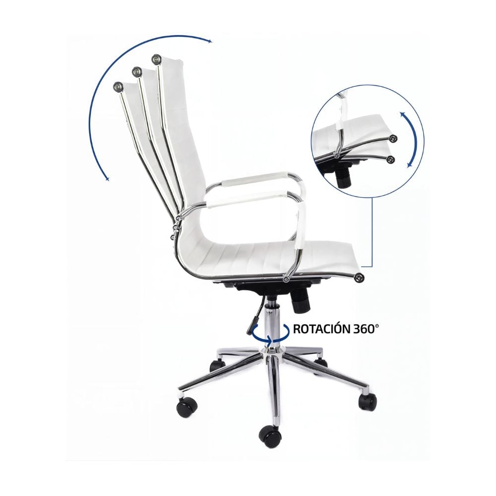 SILLA GIRATORIA EJECUTIVA CON RESPALDO INCLINABLE BOSS COLOR BLANCO - 4