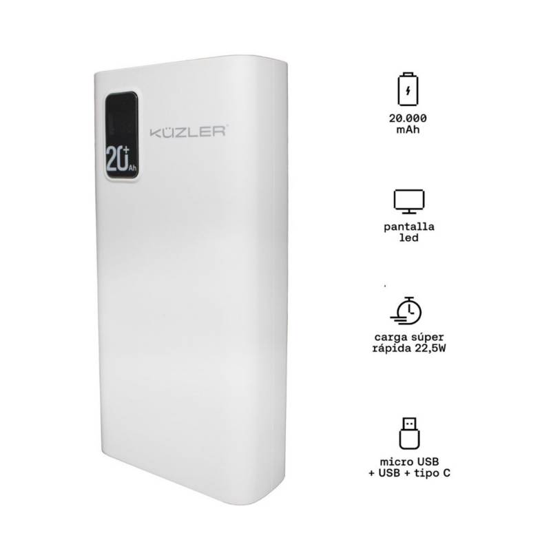 POWERBANK KUZLER BATERIA PORTATIL 20000MAH BLANCO ANKE-105B - 2