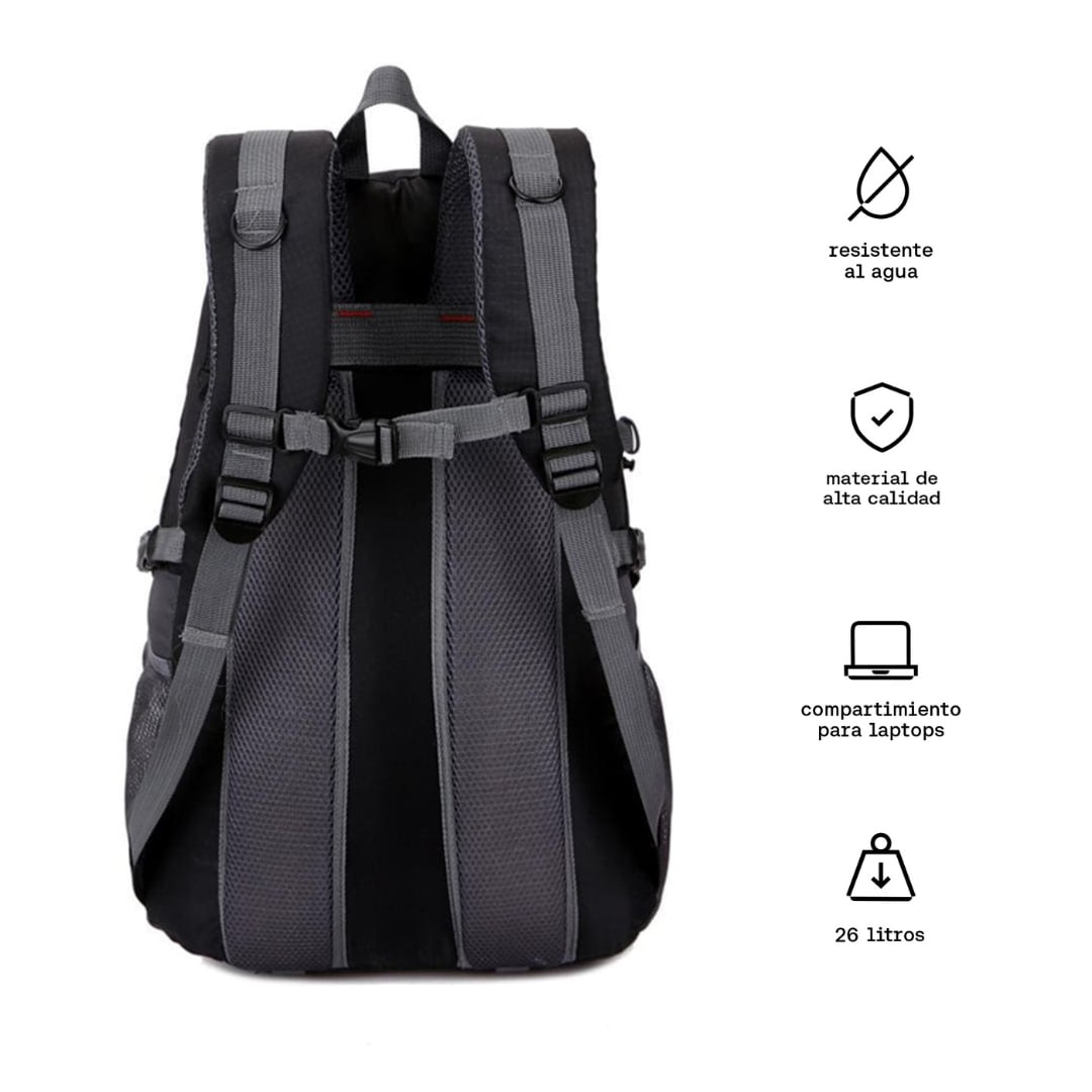 MOCHILA DEPORTIVA KUZLER INGO GRIS OSCURO DE VIAJE SPORT LIVIANA LAPTOP 15.6 - 2