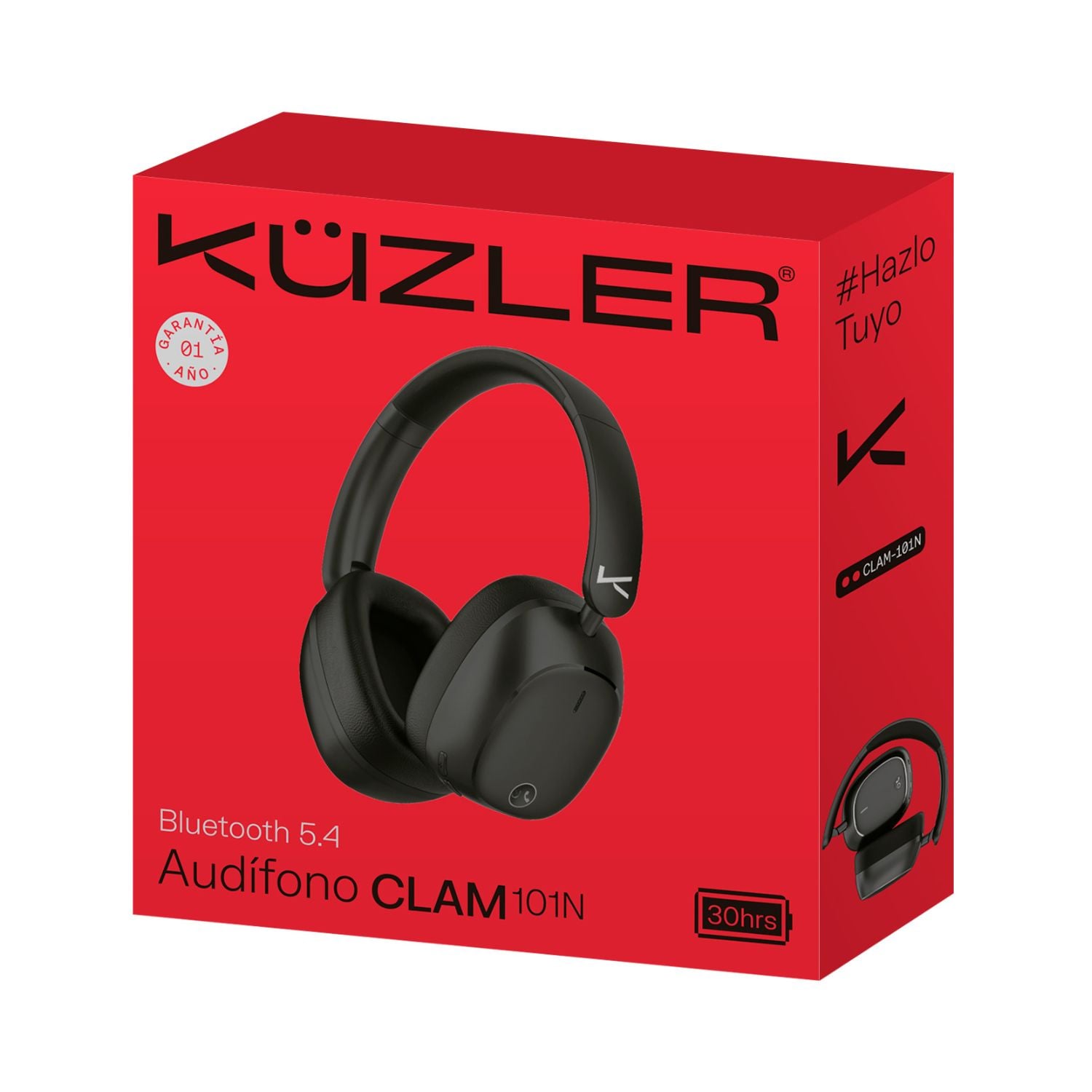 AUDÍFONOS BLUETOOTH OVEREAR NEGRO 30H CLAM-101N - 6
