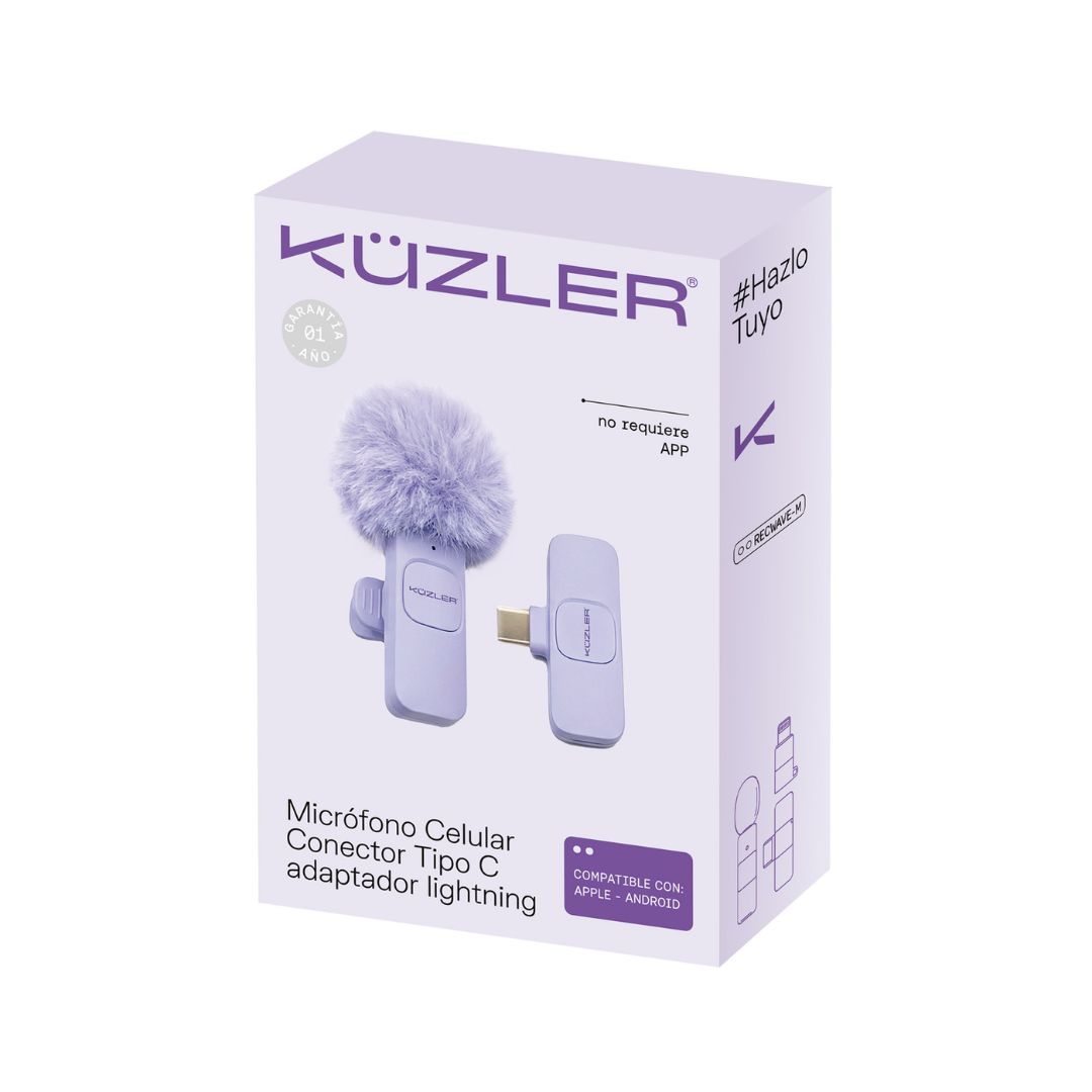 MICRÓFONO INALÁMBRICO LILA TIPO C + ADAPTADOR IPHONE - 6