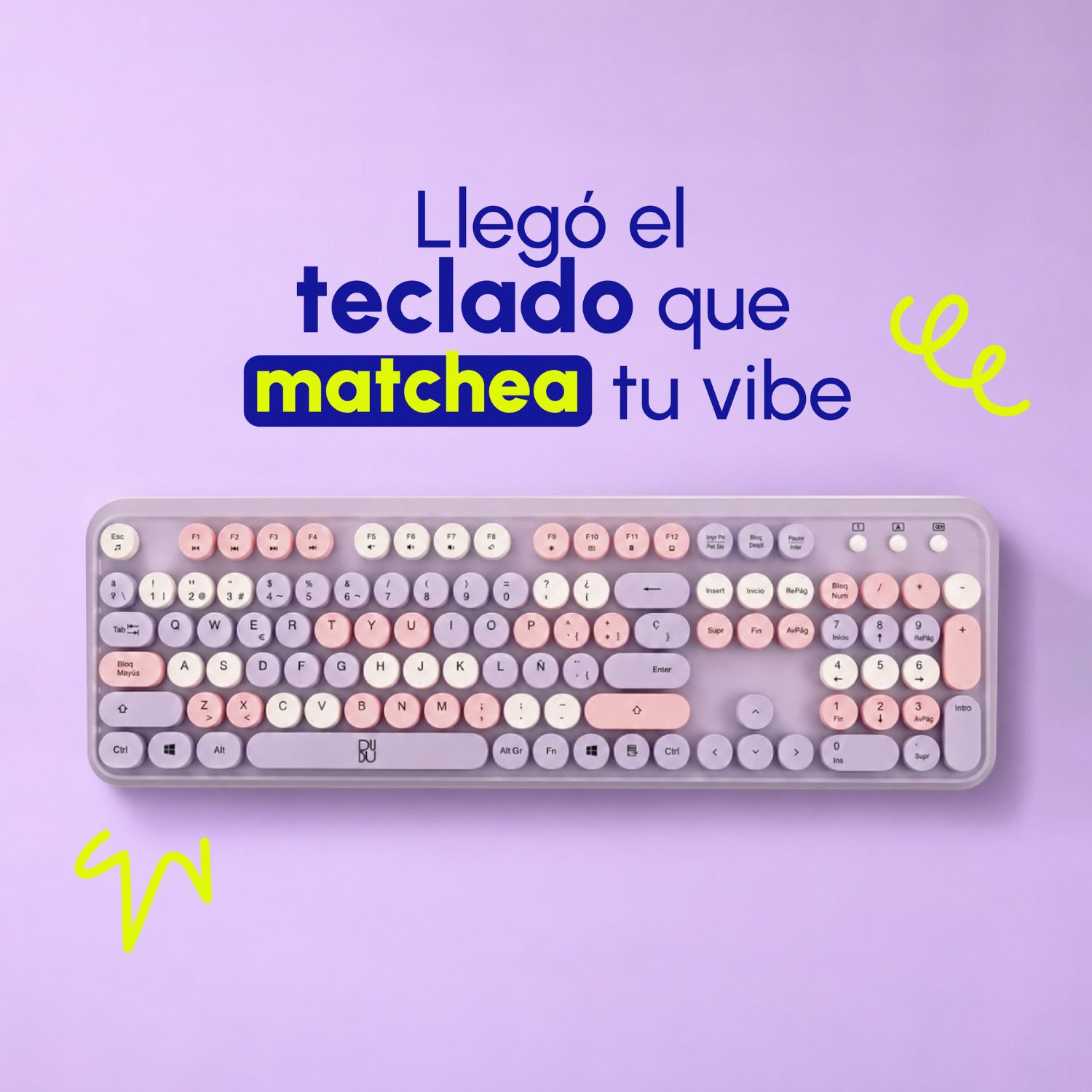 COMBO DE TECLADO RETRO Y MOUSE INALÁMBRICO DUDU LILA - 2